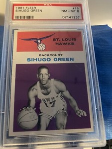 1961 fleer basketball Sihugo Green PSA 8 Nm/Mt #15 Duquesne/St Louis Hawks