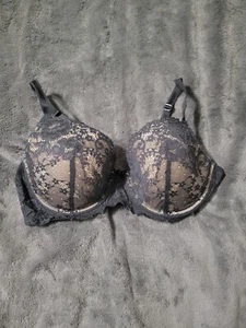 VICTORIA’S SECRET ANGELS LACE BRA 34D BLACK FLORAL LACE - Picture 1 of 5
