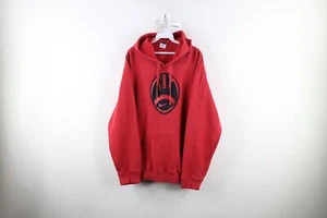 Vtg Nike Football Mens L Faded Travis Scott Center Swoosh Hoodie Sweatshirt Red - Picture 1 of 10
