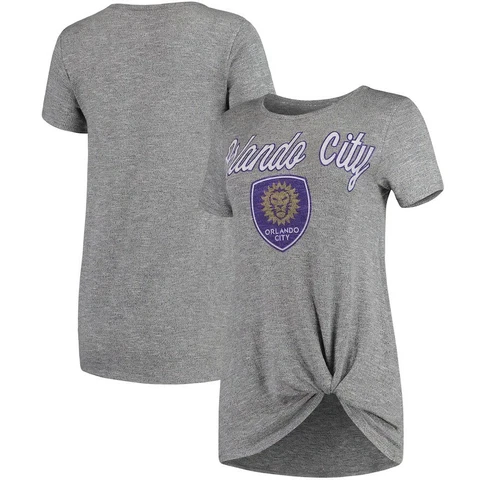 Orlando City Lions Womens Shirt Gray Size Large Layover Knot MLS Soccer T-Shirt Cover