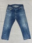 Vintage 1940s Levis Big E Hidden Rivet 501xx Jerky/Leather Tag Denim Jeans 33x30