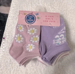 NWT Life Is Good Pink and Purple Floral Ankle Socks toddler size 4-6 - Picture 1 of 6