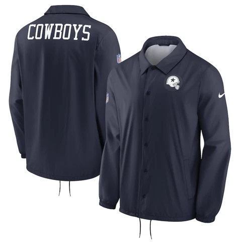 Dallas Cowboys Nike Men's Sideline Coaches Performance Full-Snap Jacket - Navy Cover