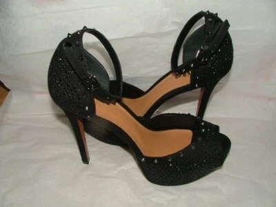 NUEVO WOB SCHUTZ SANDALIA ZAPATOS DE SALÓN TALLA 10 B CUERO NEGRO GAMUZA SÓLIDO #475 Foto 1 de 4