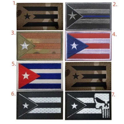 Embroidered IR Puerto Rico PR Flag Hook Loop Patch Backing Emblem Fastener Badge - Image 1 of 3