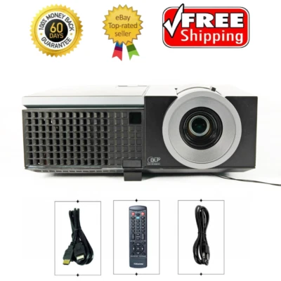 Dell 4320 DLP Projector 4300 ANSI Bright HD 1080p PC 3D Ready HDMI USB w/Bundle - Image 1 of 4