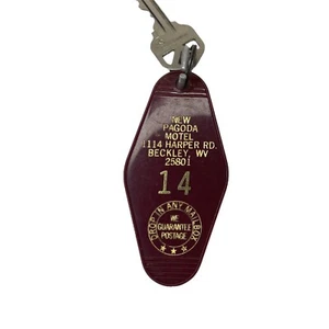 Vintage Motel Room Key & Tag New Pagoda Motel Beckley West Virginia - Picture 1 of 2