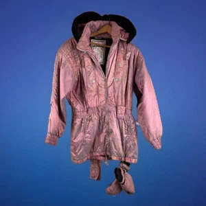 Obermeyer Ski Jacket Womens 12 Thermolite Pink Iridescent Hood Zip Vintage - Picture 1 of 13