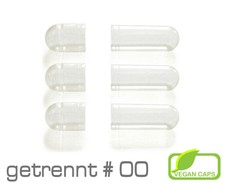 Getrennte Leerkapseln vegan HPMC Gr. 00 leere Kapseln ⊂ ⊃ getrennte Hälften ⊂ ⊃
