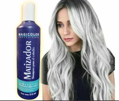 MAGICOLOR KERATIN TONING PURPLE SHAMPOO PLATINUM GRAY BLOND BLEACHED HAIR 10.6OZ