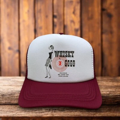 Whisky A Go Go Unisex Trucker Hat Maroon Hollywood Sunset Strip CA Nightclub Cap - Image 1 of 4
