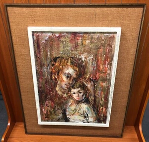 Edna Hibel Oil Painting on Board Original Signed Portrait Art Woman Mother Child - Picture 1 of 6