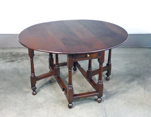 ⚜️ ANTICO TAVOLO A BANDELLE CONSOLE LEGNO MASSELLO ROVERE EPOCA 1800 CASSETTO - Foto 1 di 11