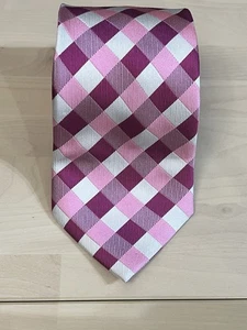 DONALD J. TRUMP Signature Pink Plaid Extra Long 64"L X 3 3/4"W 100% Silk Tie - Picture 1 of 9
