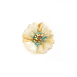 Mackenzie Childs Majolica PARCHMENT POSIE Pottery Knob NEW m25-no - Picture 1 of 4