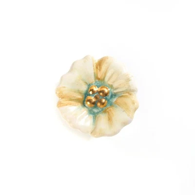 Mackenzie Childs Majolica PARCHMENT POSIE Pottery Knob NEW m25-no - Image 1 of 4