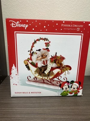 Department 56 Sleigh Bells Mickey and Minnie Mouse Disney Christmas Decor - Image 1 of 4