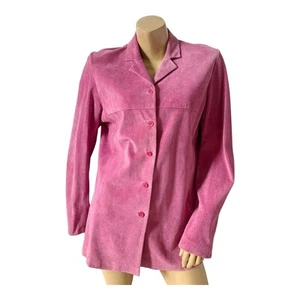 LIZ CLAIBORNE Collection Womens Size XL Pink Suede Vintage Button Up Jacket Coat - Picture 1 of 6