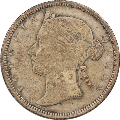 1873 Hong Kong Silver Twenty Cents 20C, Fine F, KM# 7 - Image 1 of 2