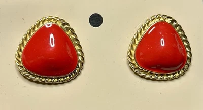 De colección NOC Antiguo Stock Rojo Cúpula Esmalte Dorado T Clips para Zapatos Foto 1 de 4