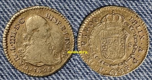 Colombia POPAYAN Carlos IIII año 1801 JF 1 Escudo ORO. Peso 3,34 gr. 18 mm. - Imagen 1 de 1