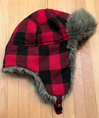 Eddie Bauer Hadlock Trampero Sombrero Rojo Búfalo Cuadros Imitación Piel Poliéster Lana - L/XL Foto 1 de 4