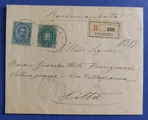 1890 Umberto I c.mi 25+5 - splendida raccomandata per città (Palermo) - Imagen 1 de 3