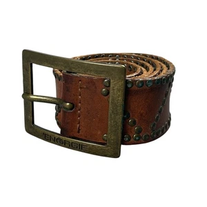 Energie Genuine Leather Studded Brown Belt Men Size 36 - Picture 1 of 4