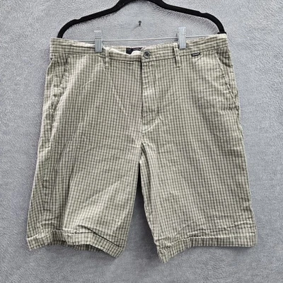 Hurley Men Shorts 34 Brown Check Chino Button 9" Inseam - Image 1 of 4