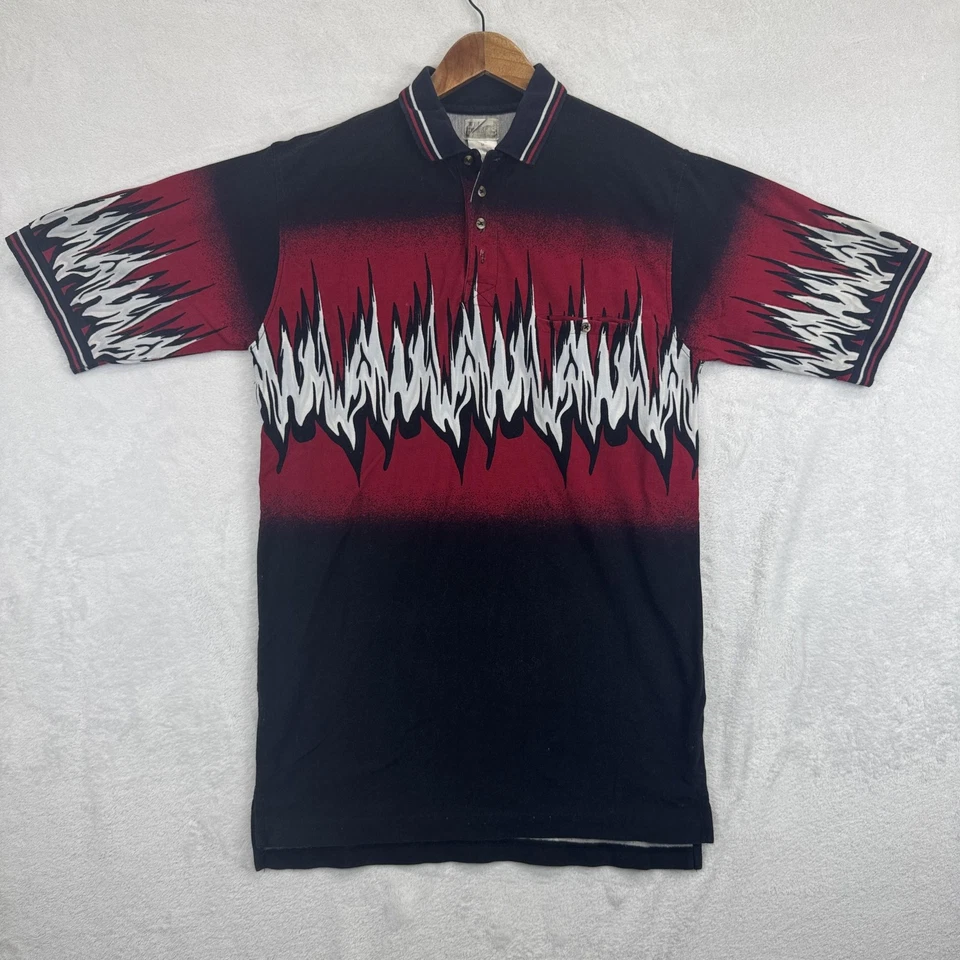 Camisa Polo Express Riders Para Hombre Mediana Negra Roja Gráfica Llama 100% Algodón Foto 1 de 4