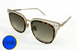 Bottega Veneta - Browline Square Gold-Tone Tortoiseshell Sunglasses 145- E92425A - Picture 1 of 7