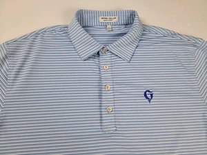 Peter Millar Shirt Mens Large Blue Striped Summer Comfort Golf Casual Pelican - Picture 1 of 8