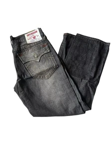 Neu True Religion schwarze gerade Ricky Jeans USA 34 große T-Klappe Y2K - Bild 1 von 7