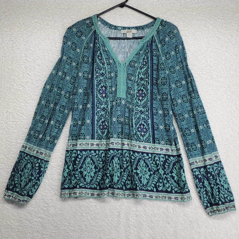 Top Boho Feminino Vintage América Pequeno Azul-petróleo Floral Crochê Festival Hippie - Imagem 1 de 4