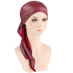 Muslim Women Beanie Turban Hijab Hat Chemo Cap Hair Loss Wrap Head Scarf Bonnet