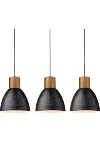 ELYONA 3 Pack Pendant Lights for Kitchen Island 7” Hammered Metal Solid Wood - Picture 1 of 2