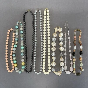 Vintage Costume Jewelry Necklaces Lot of 8 Beaded Chunky Choker Matinee Estate - Picture 1 of 10