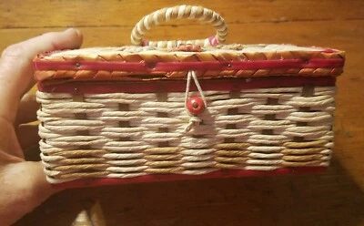 Vtg. Dritz Sewing Basket With Lined Interior 7 1/4" x 4 3/4" x 3 1/4" - Japan cf - Image 1 of 4