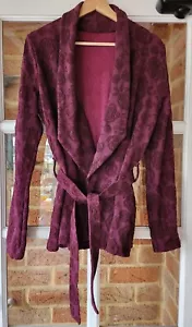Metalicus Thick Plum Purple Rose Print Cardigan Belted Jacket One Size EUC - Picture 1 of 7