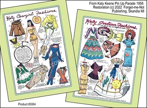PAIR Katy Keene Cowgirl/Indian Pin-UpParade 1956 PaperDoll Prints Restored #3064 - Picture 1 of 1