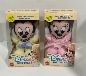 NUEVO juguete de cuna vintage Mattel Disney Soft Pals Mickey & Minnie Mouse 1990 nuevo en caja - Imagen 1 de 10