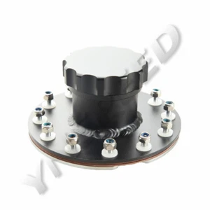 Tapa de cuello de llenado de tanque de celda de combustible recta 12 pernos brida billet aluminio negro - Imagen 1 de 7
