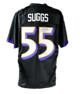Camiseta Terrell Suggs Autografiada Negra Personalizada Baltimore Ravens Beckett - Imagen 1 de 5