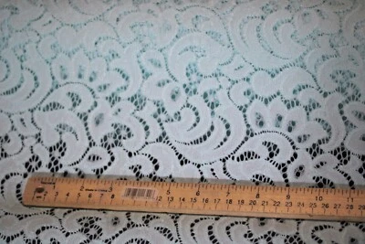EMBROIDERED 3D FLORAL LACE ULTRA SOFT FABRIC AQUA GREEN 57" WIDE BY THE YARD - Image 1 of 4