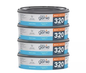 Diaper Genie Essentials Round Refill 4-Pack | Holds Up to 1280 Newborn Diapers - Picture 1 of 7