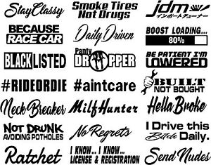 JDM 10 RANDOM PACK WHITE STICKERS DECAL VINYL CAR LOT EURO LOW BOOST STANCE