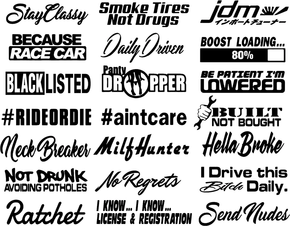 JDM 10 RANDOM PACK WHITE STICKERS DECAL VINYL CAR LOT EURO LOW BOOST STANCE - Image 1 of 1