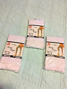 3 NEW PAIR SEXY LEGS LACE CUFF WHITE FOOTLESS TIGHTS FITS 4’10”-5’9” 100-165 LBS - Picture 1 of 5
