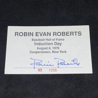 Robin Roberts Signed Cut JSA COA Philadelphia Phillies Stat Card - Image 1 of 2
