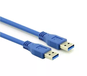 1Ft USB 3.0 Super Speed 4.8Gbps Gold Plate Type A Male to Male  Blue Cable - Picture 1 of 1